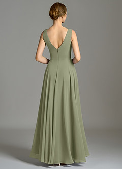 Azazie Wonderland Brautjungfernkleider A-Linie Plissee Chiffon Kleid Pistazie image2