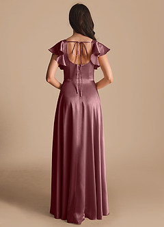 Azazie Bondi Bridesmaid Dresses Vintage Mauve A-Line Bow Metallic Satin Dress image3