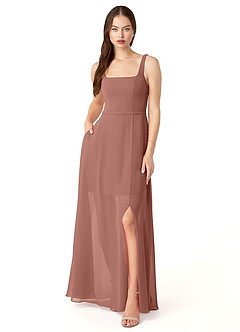 Azazie Renee Final Sale Desert Rose A-Line with Pockets Chiffon Dress image1
