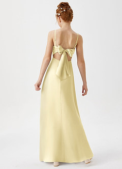 Azazie Shale Junior Lemon Sorbet A-Line Stretch Satin Dress image4