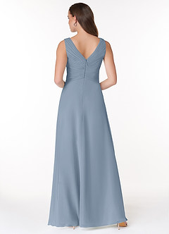 Azazie Flora Bridesmaid Dresses Dusty Blue A-Line Pleated Chiffon Dress image2