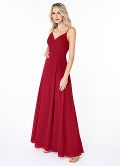 Azazie Lena Bridesmaid Dresses Scarlet A-Line Lace Chiffon Dress image3