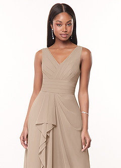 Azazie Julianna Bridesmaid Dresses Taupe A-Line Chiffon Dress image5
