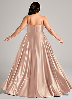 Azazie Elle Brautjungfernkleider A-Linie mit Taschen Metallischer Satin Kleid Englisches Rosa image8