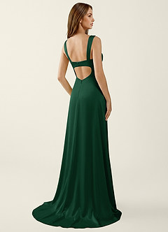 Dolce Vita Verde Esmeralda Vestido de fiesta de satén con espalda de encaje image2