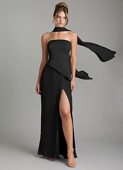 Azazie Tierney Bridesmaid Dresses Black A-Line Strapless Chiffon Convertible Dress image1