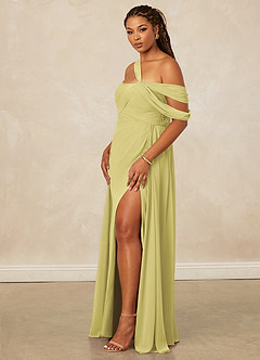 Christian Siriano Bridal for Azazie 1014 Bridesmaid Dresses Lemon Sorbet A-Line Off the Shoulder Chiffon Dress image14