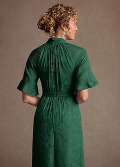 Azazie Hypatia 신부의 어머니 드레스 쉬스 주름진 플로럴 번아웃 플로어 길이 드레스 image7