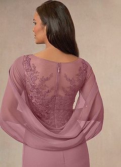 Azazie Hera Mother of the Bride Dresses Vintage Mauve A-Line Lace Capelet Chiffon Dress image4