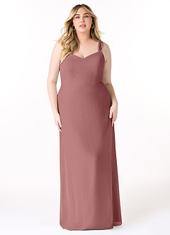 Azazie Denice Bridesmaid Dresses Desert Rose Sheath Pleated Chiffon Dress image9
