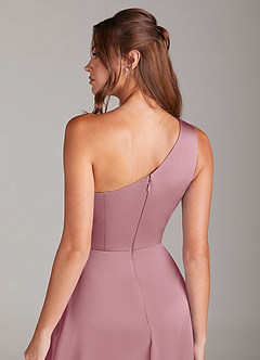 Azazie Brooke Abiti da Damigella Abito A-Line in Raso Elasticizzato Monospalla Vintage Malva image2