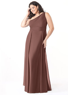 Azazie Dallas Jurken voor bruidsmeisjes Jurk van Chiffon met A-Lijn One-Shoulder Espresso image8