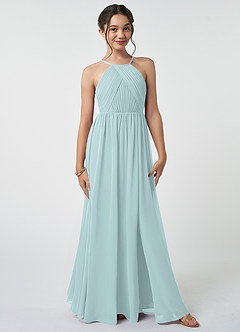 Azazie Leighton Junior Mist A-Line Pleated Chiffon Dress image2