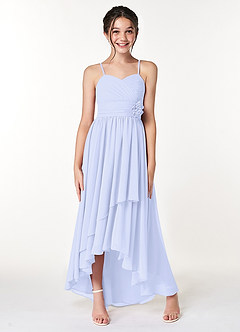 Azazie Catalina Junior Lavender A-Line Ruched Chiffon Dress image4