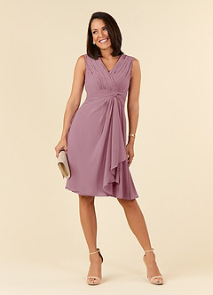 Azazie Theron Mother of the Bride Dresses Vintage Mauve A-Line V-Neck Pleated Chiffon Dress image1