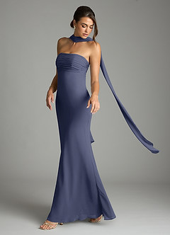 Azazie Saylor Vestidos de damas de honor Vestido de Tormenta de Gasa de Corte Sirena con Sin tirantes image8