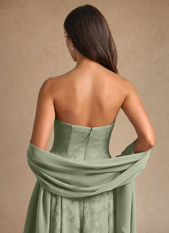 Azazie Lorain Mother of the Bride Dresses Agave A-Line Pleated Floral Burnout Dress image11