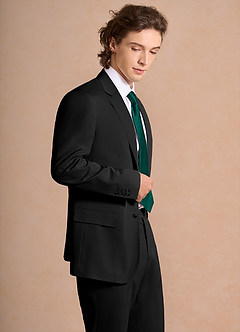 front Carter 검은색 면과 린넨 혼방 정장 재킷