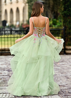 Goartrume Vert Robe de bal sirène en tulle image2