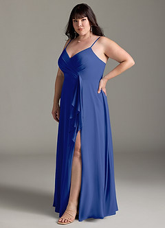 Azazie Akita Bridesmaid Dresses Royal Blue A-Line Chiffon Dress image8