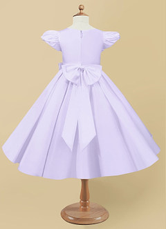 Azazie Jewel Flower Girl Dresses Lilac Ball-Gown Pleated Matte Satin Dress image5