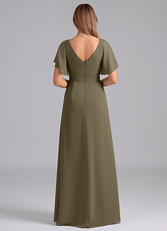 Azazie Ambrosia Robes de demoiselle d'honneur Robe Trapèze en Mousseline de soie Plissée Vert Saule image6