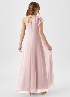 Azazie Arabella Junior Jurk van Chiffon met A-Lijn Ruches Blozend Roze image2