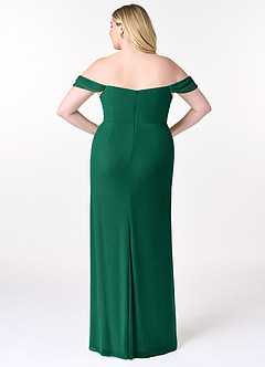 Azazie Tessa Jurken voor bruidsmeisjes Converteerbaar Jurk van Mesh met Kolom Lieverd off-the-shoulder Smaragd image9
