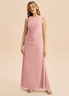 Azazie Floris Junior Robe Trapèze en Mousseline de soie Plissée Rosette image4