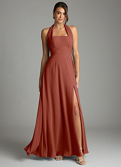 Azazie Tamira Suknie dla druhen Linia A Pofałdowany Szyfon Do ziemi Sukienka image1