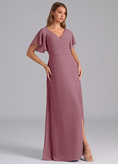 Azazie Ambrosia Bridesmaid Dresses Vintage Mauve A-Line Pleated Chiffon Dress image4