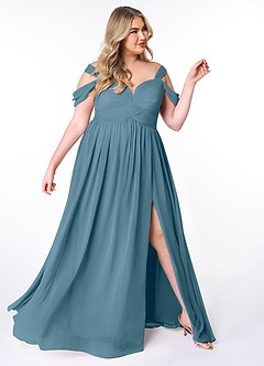 Azazie Lianne Bridesmaid Dresses Bermuda A-Line Off the Shoulder Chiffon Dress image10