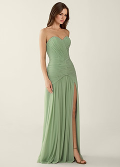 Blairen Light Green Hand-ruching Technique Mesh Prom Dress image3