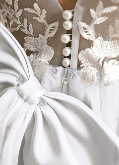 Azazie Mixie Abiti da Ragazza di Fiori Abito Principessa in Pizzo Bianco image8