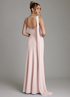 Azazie Jaya Robes de demoiselle d'honneur Robe Fourreau en Mousseline de soie Plissée Rose Pâle image2