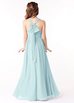 Azazie Jaylah Junior Sea Glass A-Line Ruched Chiffon Dress image1