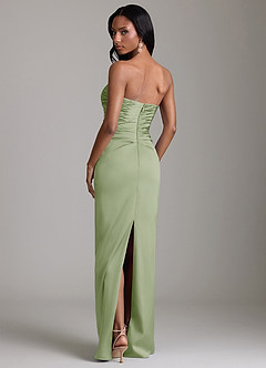 Azazie Sonora Bridesmaid Dresses Dusty Sage Sheath Strapless Stretch Satin Dress image7