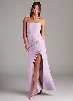 Azazie Leonis Bridesmaid Dresses Frosted Lilac Sheath Strapless Chiffon Convertible Dress image7