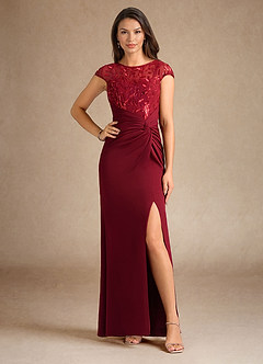 Azazie Santa Clarita Mother of the Bride Dresses Burgundy Mermaid Sequins Stretch Crepe Dress image7