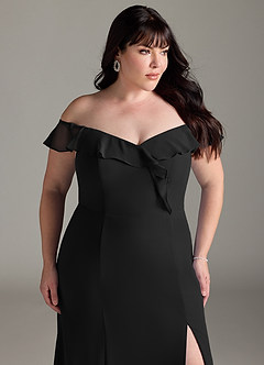Azazie Sophie Jurken voor bruidsmeisjes Converteerbaar Jurk van Chiffon met A-Lijn Off the Shoulder Zwart image11