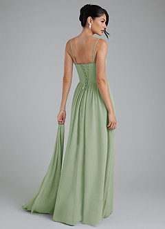 Azazie Alisha At-home Try On Dresses Dusty Sage A-Line Corset Chiffon Dress image2