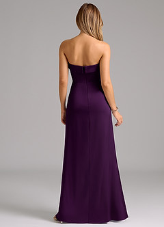 Azazie Aretha Bridesmaid Dresses Grape A-Line Strapless Stretch Satin Convertible Dress image7