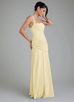 Azazie Toya Bridesmaid Dresses Lemon Sorbet A-Line Corset Chiffon Dress image6