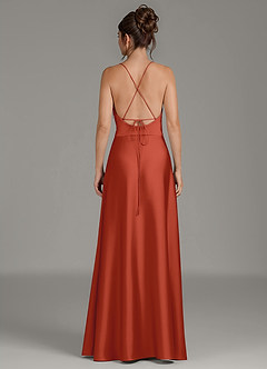Azazie Eris Bridesmaid Dresses Rust A-Line Pleated Stretch Satin Dress image6