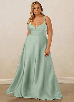 Christian Siriano Bridal for Azazie 1001 Bridesmaid Dresses Agave A-Line Sweetheart Neckline Stretch Satin Dress image11