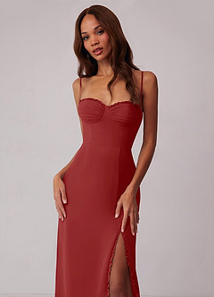 Barbie ♥ Azazie Bridesmaid Dresses Rust Sheath Corset Chiffon Dress image4