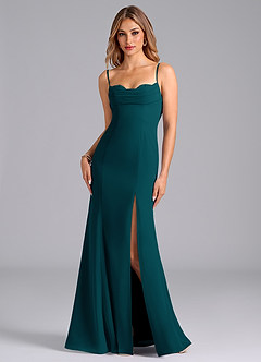 Azazie Wynni Abiti da Damigella Abito Sirena in Chiffon Corsetto Pino image1