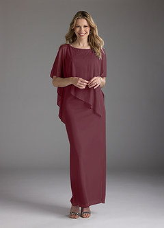 Azazie Aspyn Mother of the Bride Dresses Cabernet Sheath Beaded Mesh Dress image1