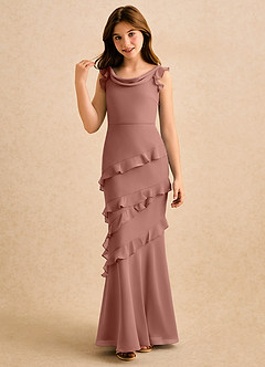 Azazie Aria Girls Formal Flower Girl Dresses Cedar Rose Mermaid Ruched Chiffon Dress image4