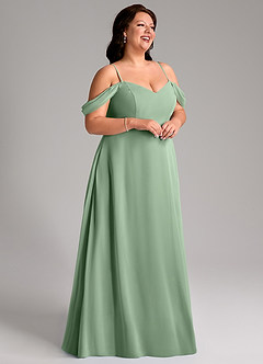 Azazie Marley Bridesmaid Dresses Matcha A-Line Off the Shoulder Chiffon Convertible Dress image15